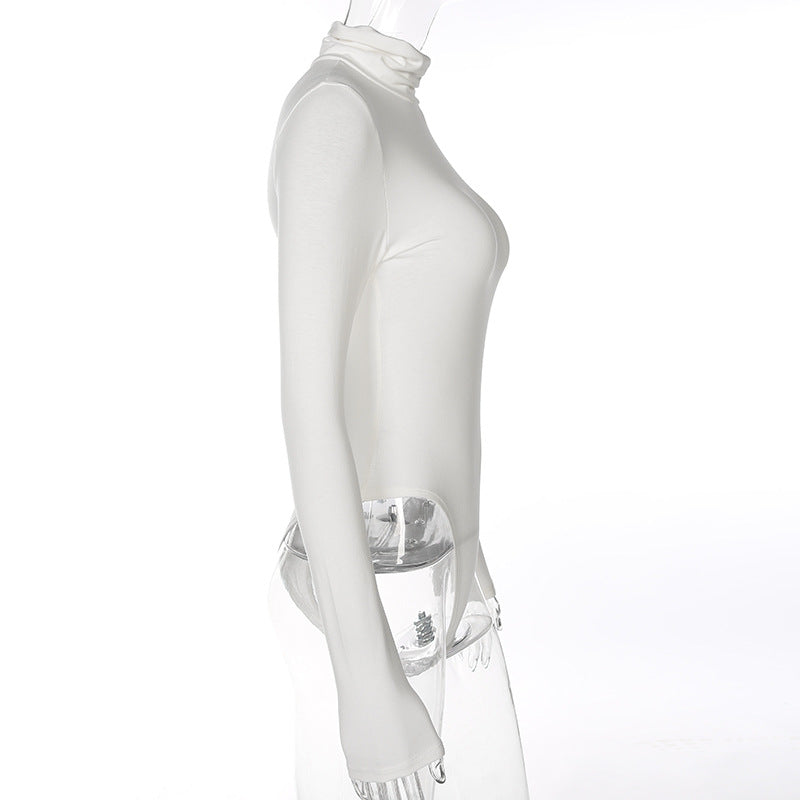 Slim-fit base high-neck jumpsuit