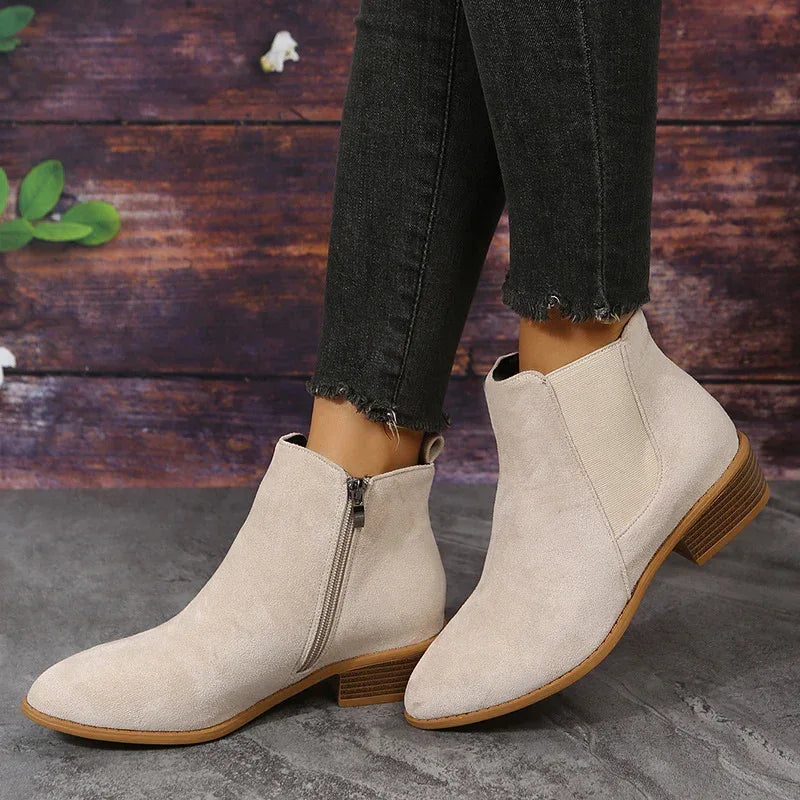 Pointed Suede Elastic Band, Thick Heel Casual Single Shoes For Women - DanaFashionstore