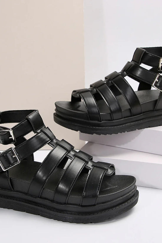 Hollow-out Belt Buckle Platform Pig Cage Sandals Women's Foreign Trade Roman Shoes - DanaFashionstore