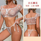 Mesh Petals Underwear Tube Top Panties Set - DanaFashionstore