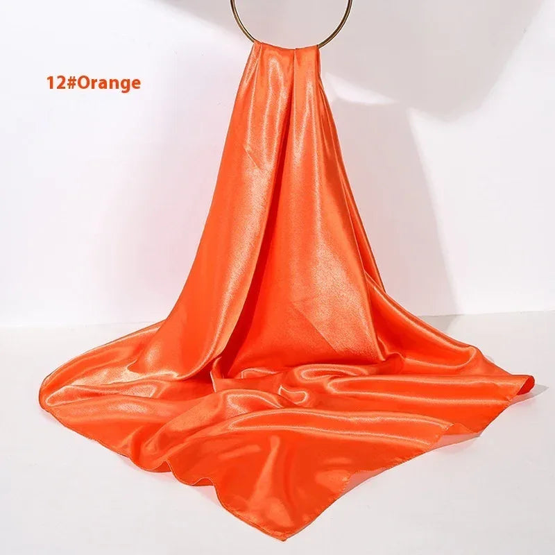Pure Color Silk Scarf Artificial Silk 90cm Shiny Satin Shawl - DanaFashionstore