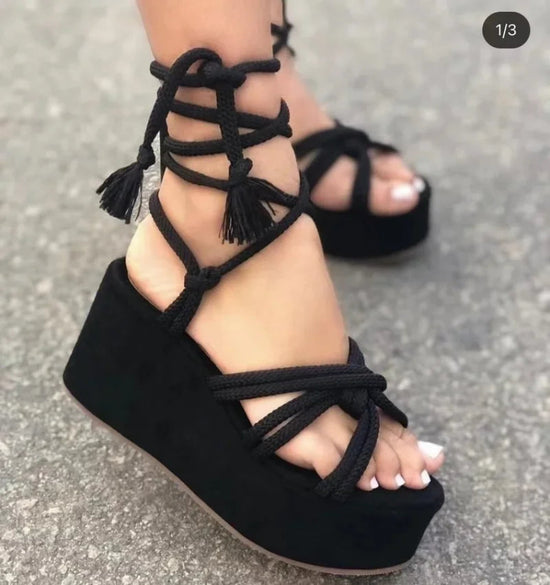 2024 Summer New Platform Wedge Sandals for Women Fashion Round $26.99 Dana Fashion Color: Red Shoe Size: 42 Heel Height: High (5cm-8cm) With Platforms: Yes Platform Height: 3-5cm Sandal Type: basic Occasion: Casual Upper Material: PU Outsole Material: RUB