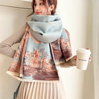 Vintage Plum Scarf Women's Artificial Cashmere Thickened Double-sided Student Shawl - DanaFashionstore
