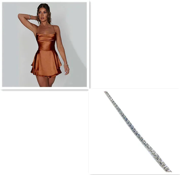 Sexy Suspender Dress Women 2026 - Backless Satin A-Line Party Dress - DanaFashionstore