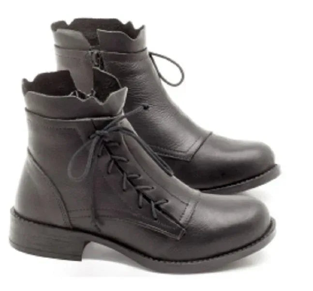 Lace low heel boots lace up Martin boots - DanaFashionstore