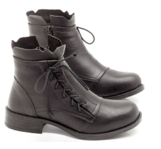 Lace low heel boots lace up Martin boots