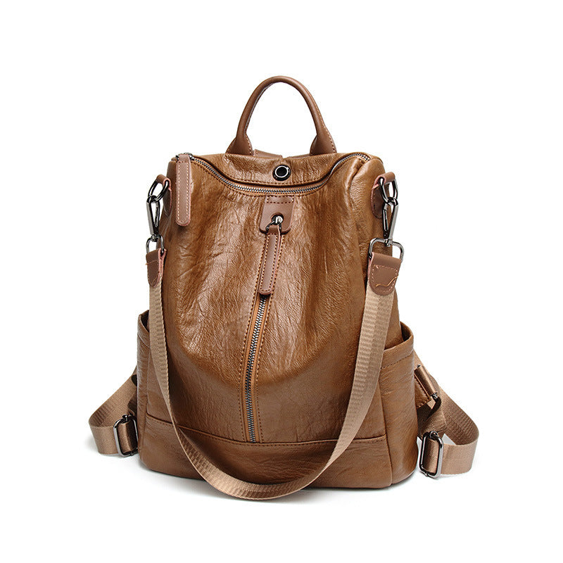 All-in-one multifunctional soft leather backpack