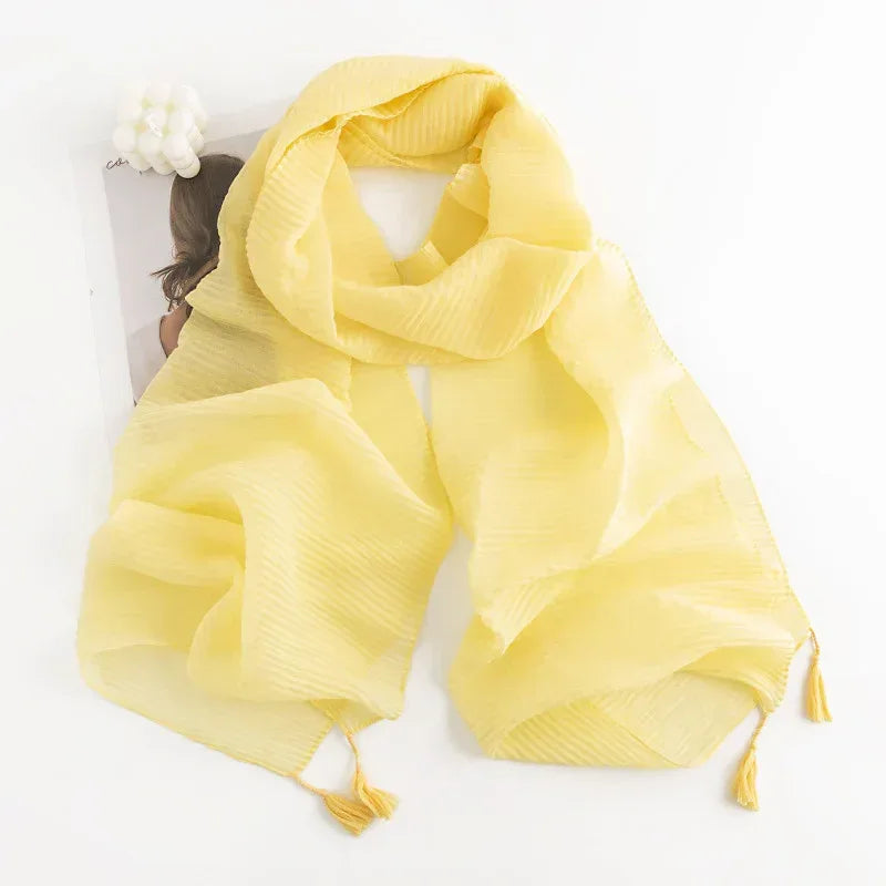 Herringbone Pattern Monochrome Artificial Cashmere Scarf Women's Simple Casual Style Tassel Warm Shawl - DanaFashionstore