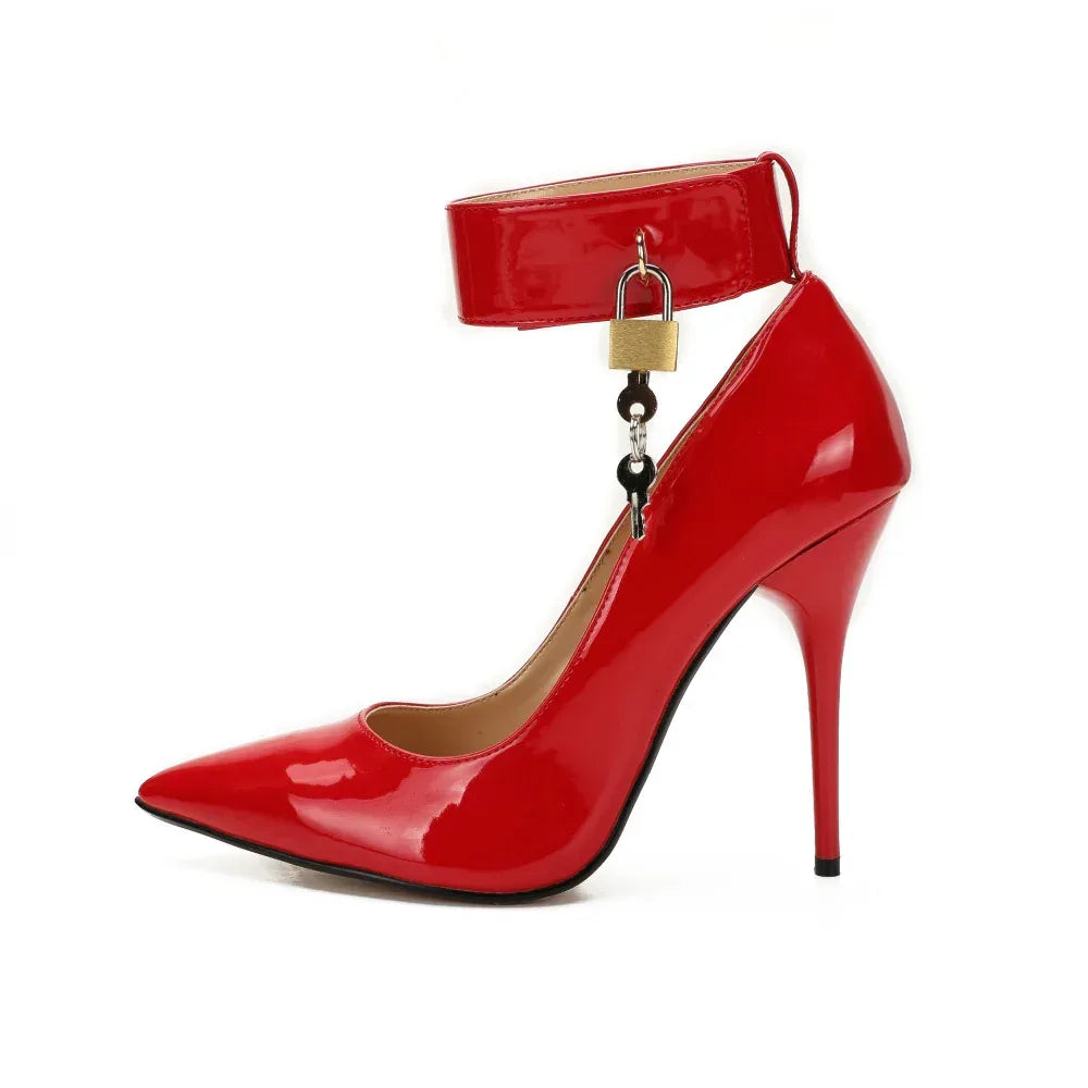 Ladies Lock Stiletto 12cm Pointed High Heels - DanaFashionstore