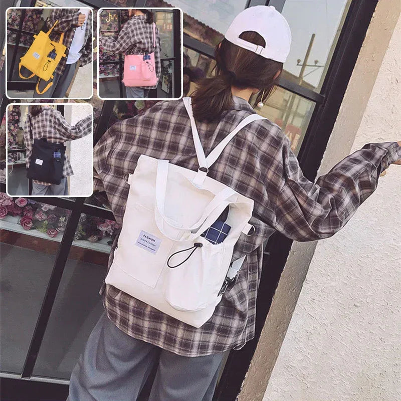 Harajuku Canvas Bags Students Handbag With Pockets Preppy Buckpack Shoulder Bag For Women Shoolbags - DanaFashionstore