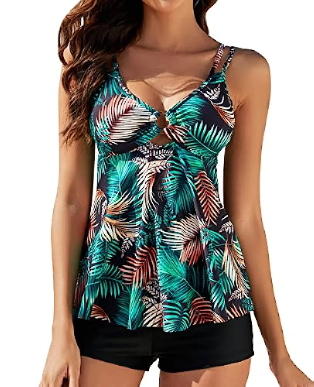 Women's Two-piece Swimsuit Plus Size Printed Suspender Skirt Boxer Bikini - DanaFashionstore