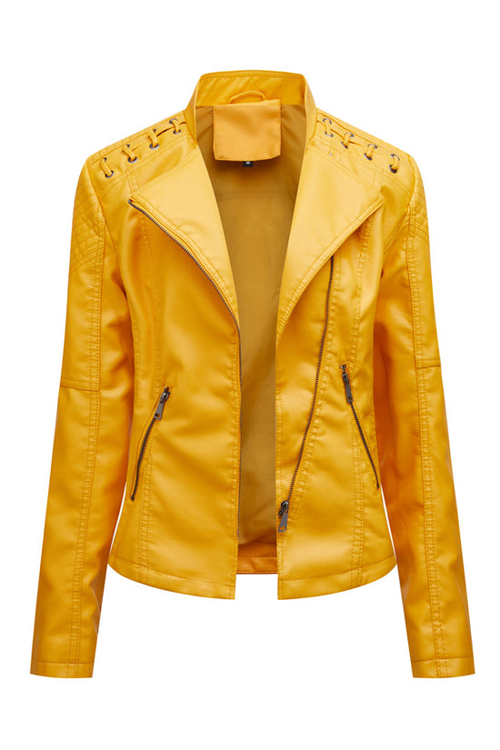 Women's Leather Jackets Women's Short Jackets Slim Thin Leather Jackets Ladies Motorcycle Suits