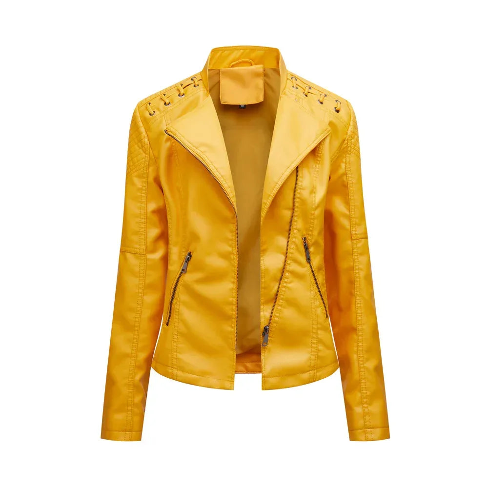 Women's Slim Leather Motorcycle Jackets 2026 - Short Biker Jacket - DanaFashionstore