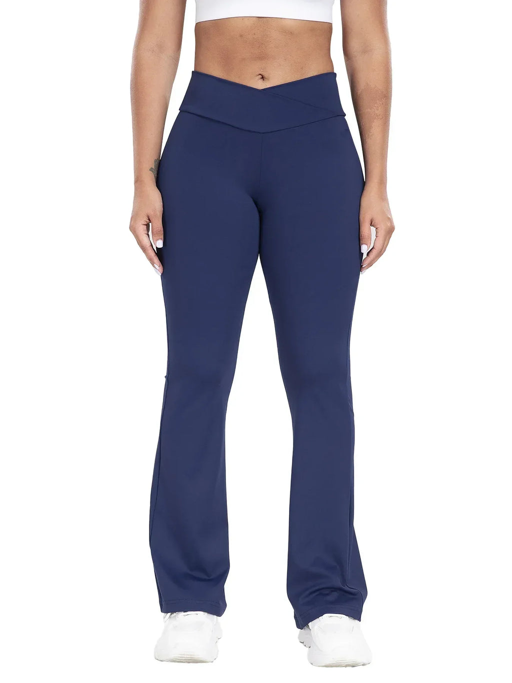Cross Waist Side Pocket Leisure Sports Bell-bottom Pants Slim Fit Yoga Pants Women - DanaFashionstore