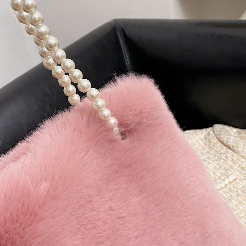 Women's Fashion Plush Pearl Shoulder Bag - Dana Fashion