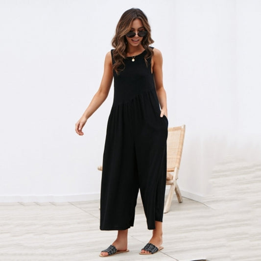 Explosion solid color vest jumpsuit