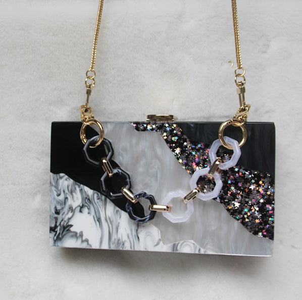 Acrylic hand dinner dress bag Luxury Marble Phone Clutch - Dana Fashion