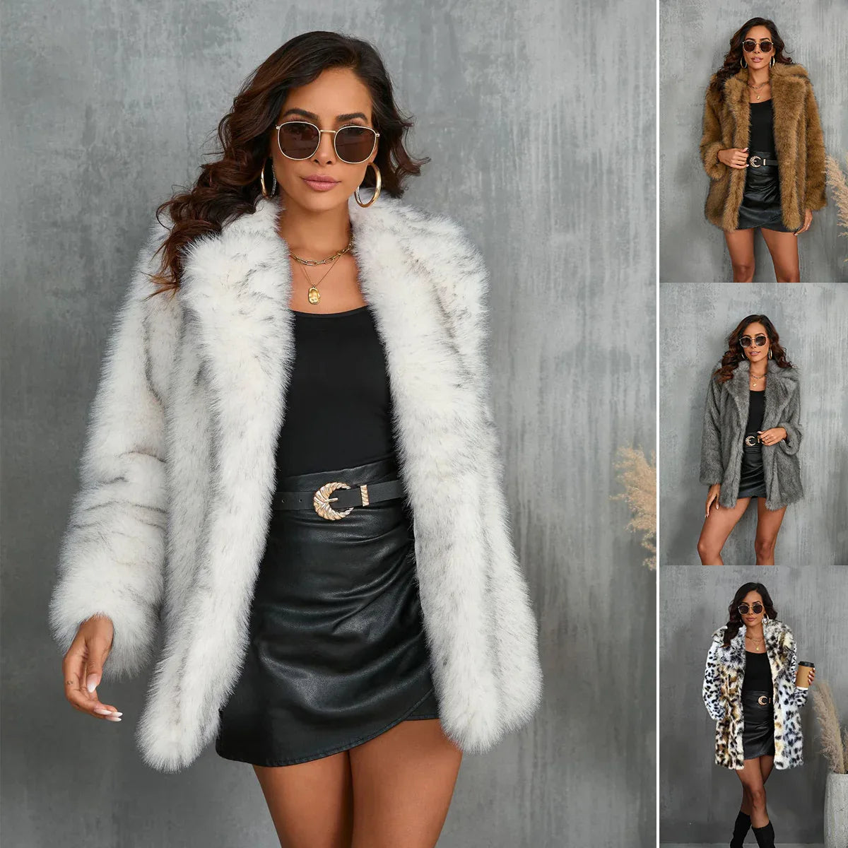 Winter Coat Warm Lapel Long Fluffy Faux Fur Coat Women Loose Long Sleeve Jacket Outerwear Clothing - DanaFashionstore