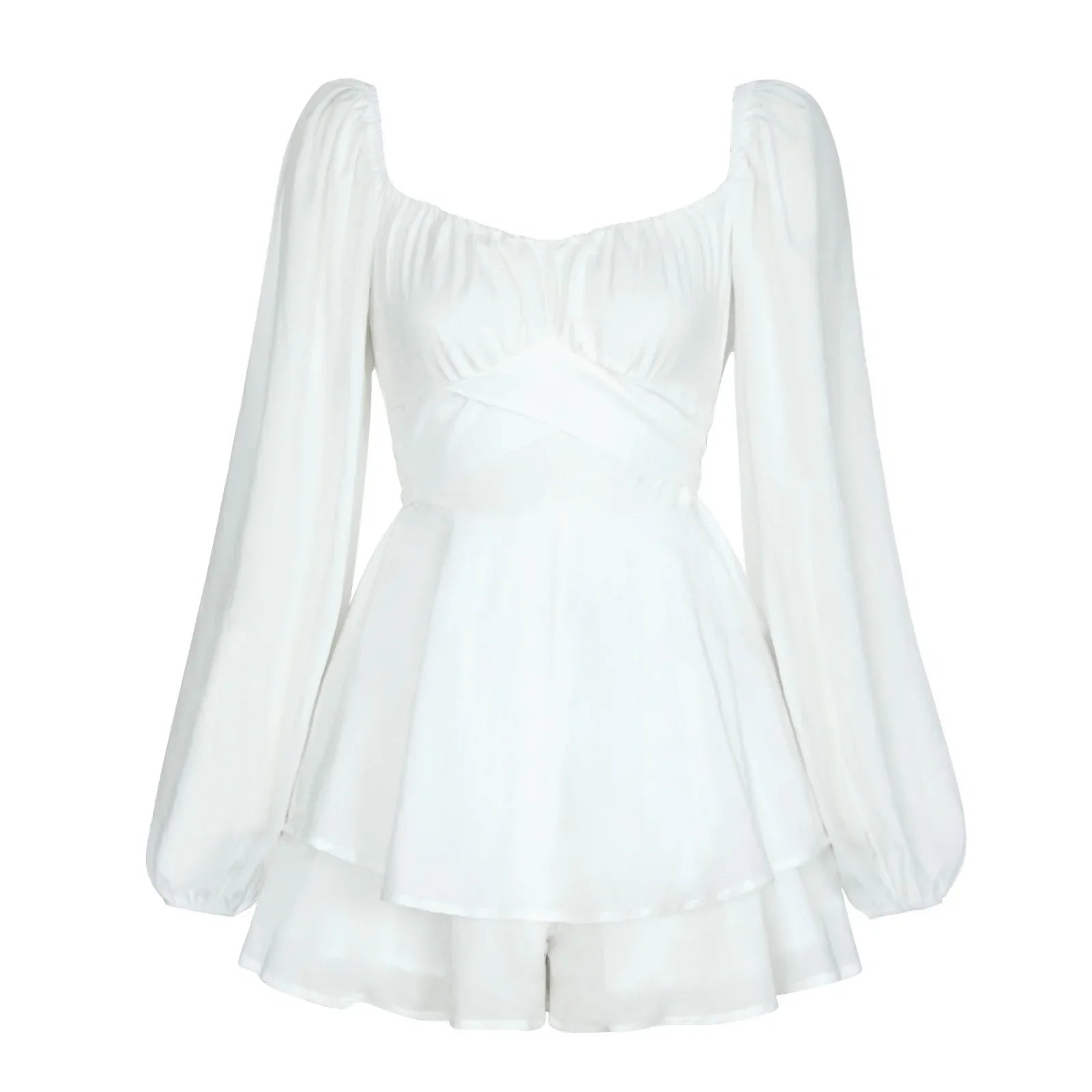 Women Jumpsuit Short Puff Sleeve Fashion Ruffle Shorts - DanaFashionstore