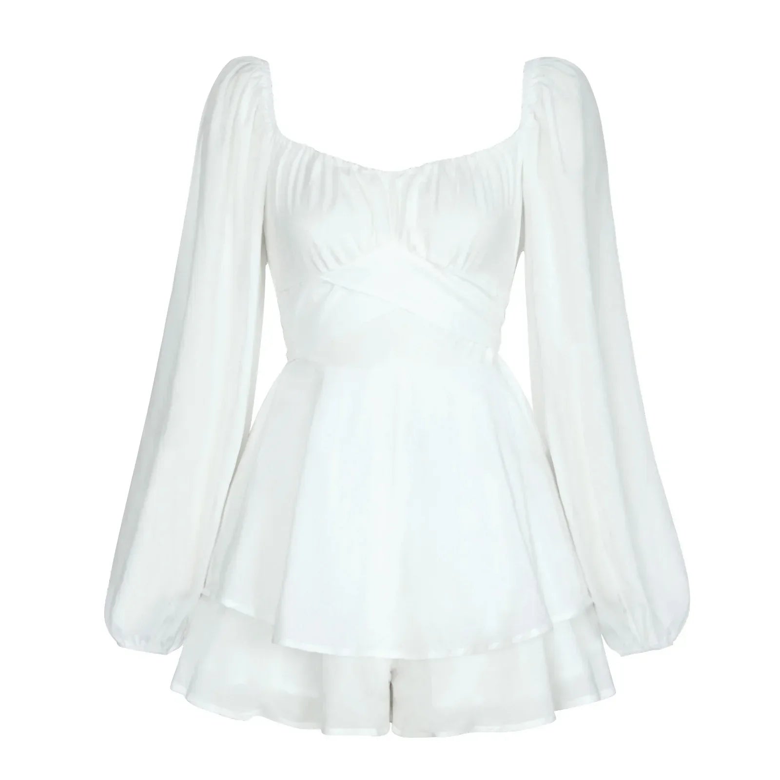 Women Jumpsuit Short Puff Sleeve Fashion Ruffle Shorts - DanaFashionstore