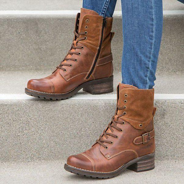 Casual low-heeled 43 round toe cross strap Martin boots - DanaFashionstore