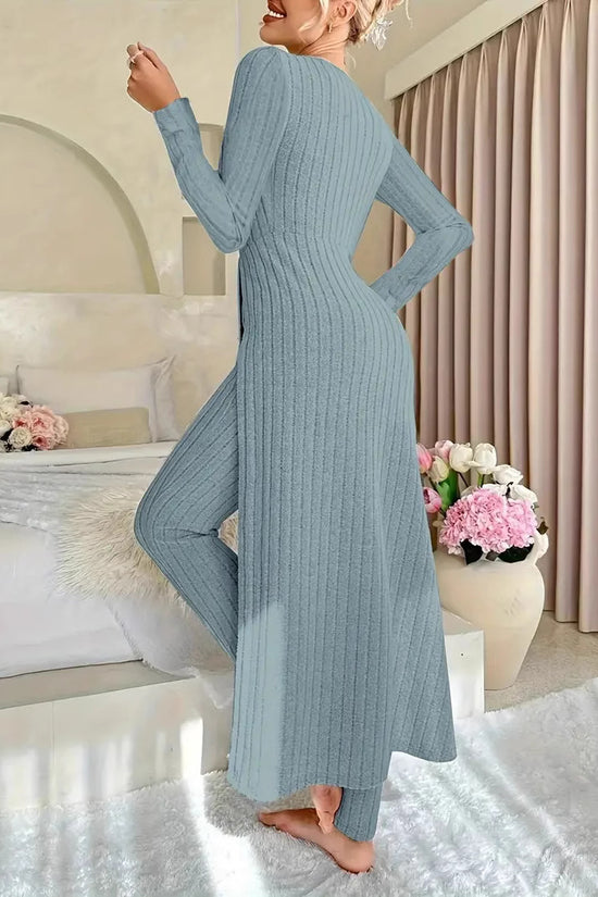 Crew Neck Split Long Sleeve Two-piece Set