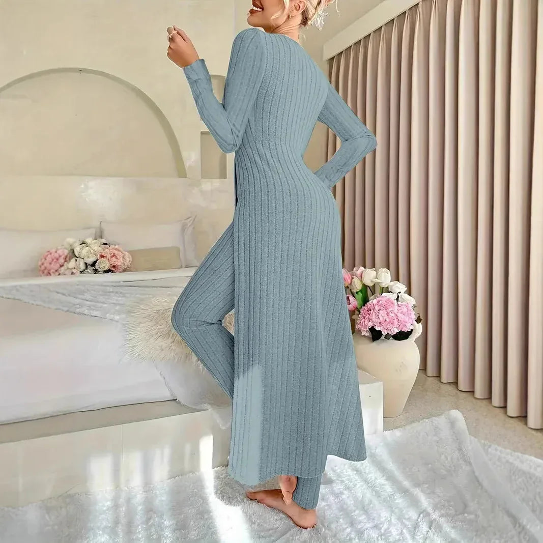Crew Neck Split Long Sleeve Two-piece Set - DanaFashionstore