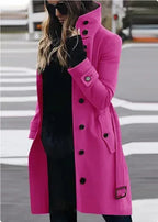 Autumn Winter New Woolen Coat Women's Slim Fit Cardigan Large Coat Women Long Sleeve Single Breasted Stand Collar Woolen Coat - DanaFashionstore