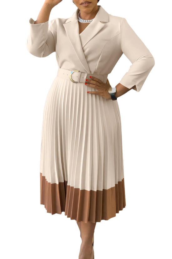 Suit Collar Fashion Elegant Pleated African Dress