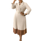 Suit Collar Fashion Elegant Pleated African Dress - DanaFashionstore