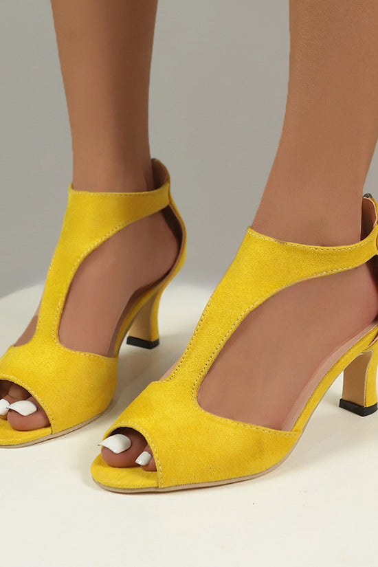 Women's Zippered High Heeled Fish Beak Sandals