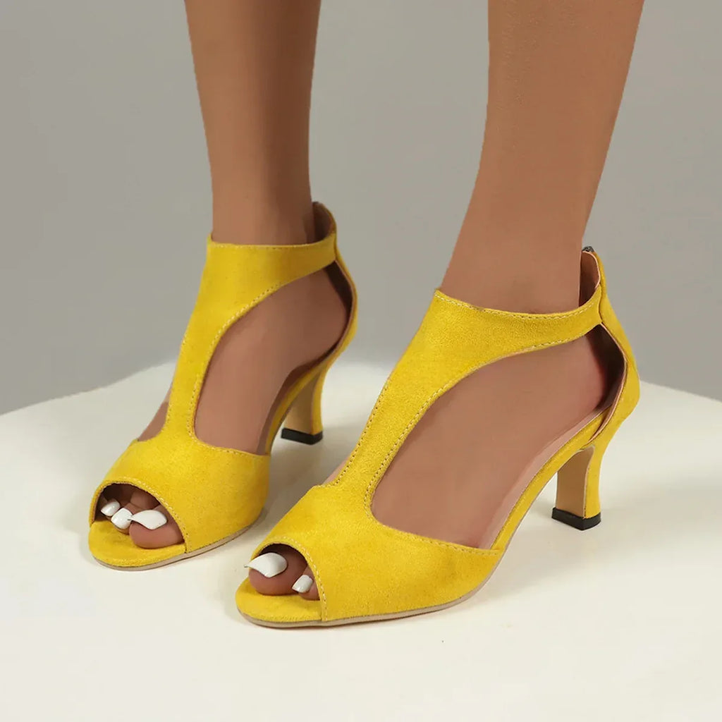 Women's Zippered High Heeled Fish Beak Sandals - DanaFashionstore