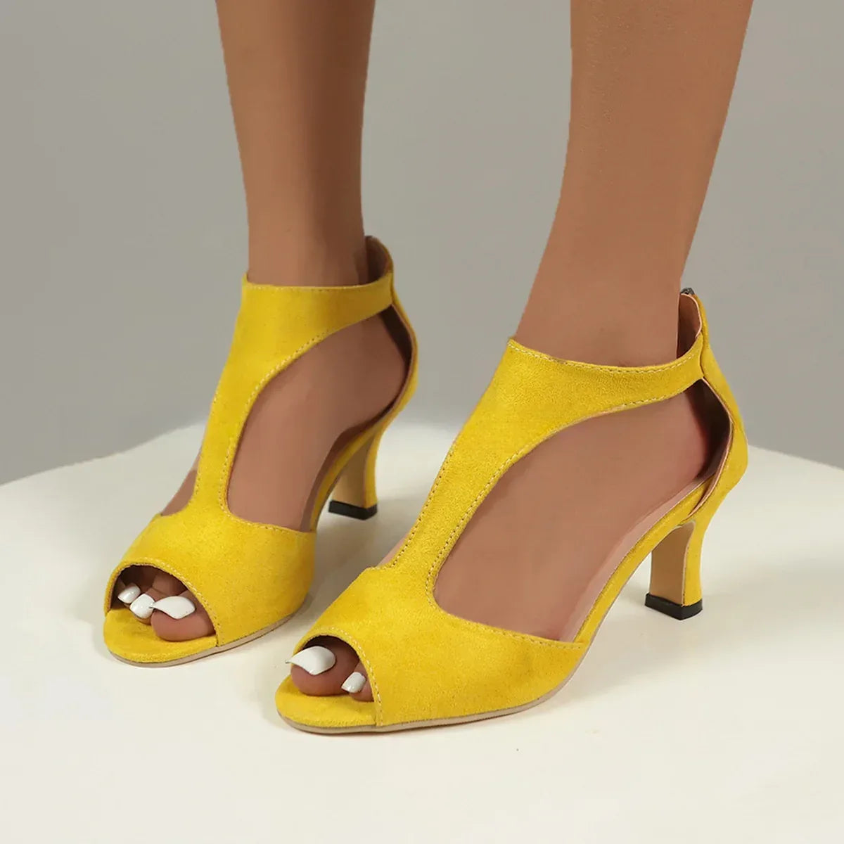 Women's Zippered High Heeled Fish Beak Sandals - DanaFashionstore