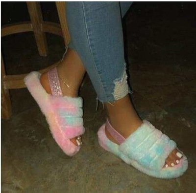 Open-toe slippers with thick bottom muffins