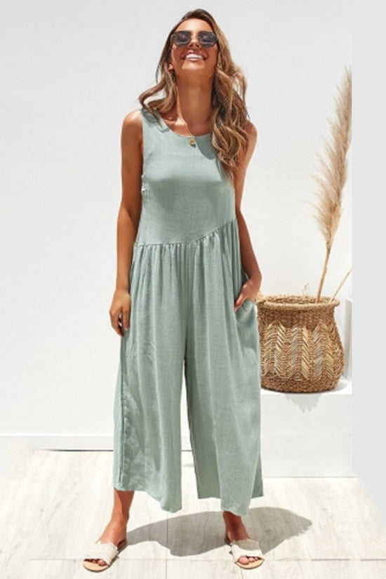 Explosion solid color vest jumpsuit