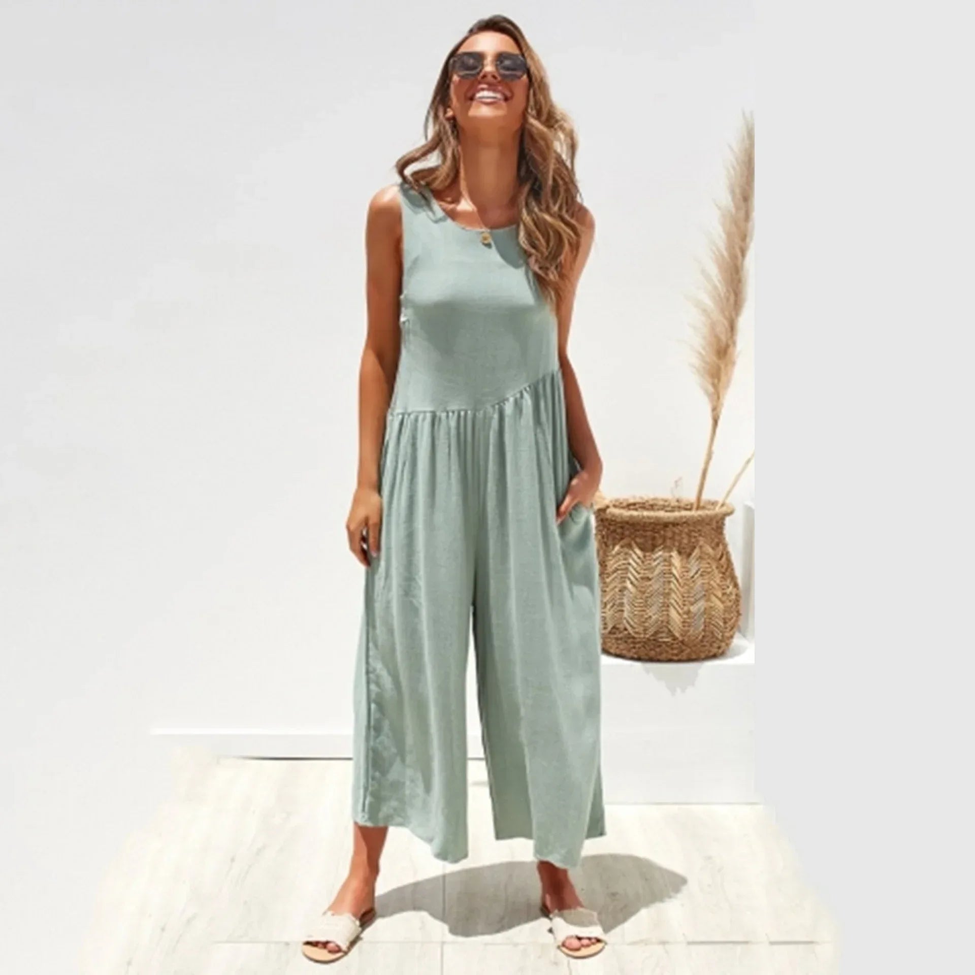 Solid Color Vest Jumpsuit 2026 - Sleeveless Casual Jumpsuit - DanaFashionstore