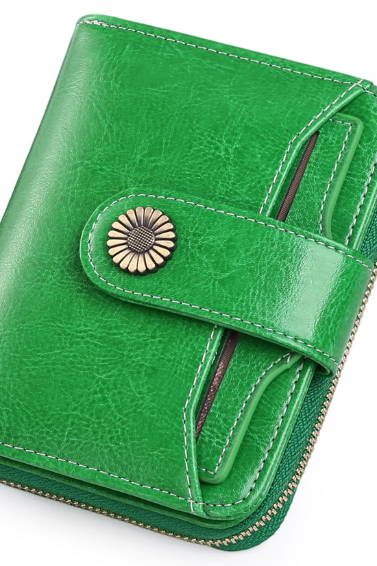 Oil Wax Genuine Leather Lady's Wallet European And American Style