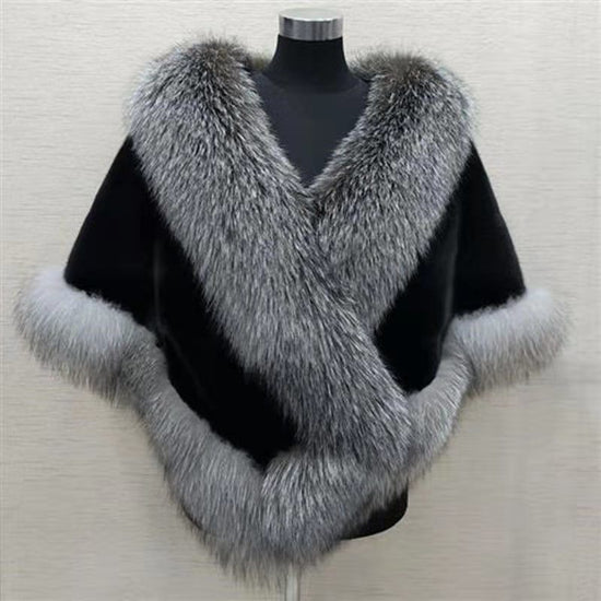 Imitated Mink Fox Fur Cape Coat Plus-sized Dress Shawl