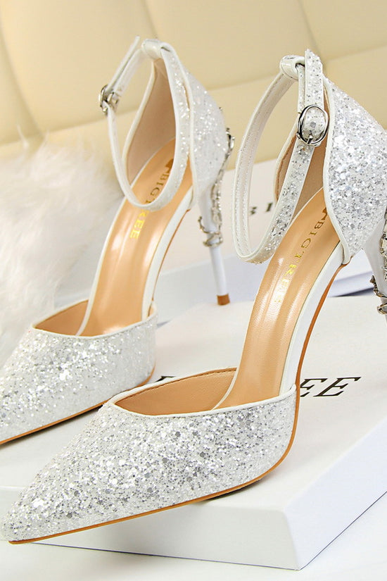 High metallic and sequined heels