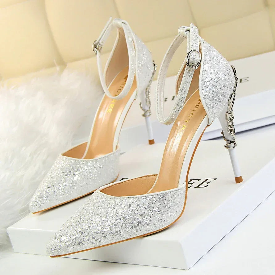 High metallic and sequined heels - DanaFashionstore