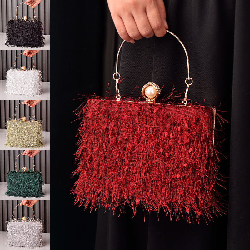 Tassel Handbags Women Dress Party Evening Bag Fashion Luxury Designer Square Bags Crossbody Shoulder Bag Ladies - Dana Fashion