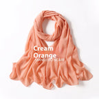 Pure Color Pearl Chiffon Scarf Headcloth Veil Chiffon Scarf - DanaFashionstore