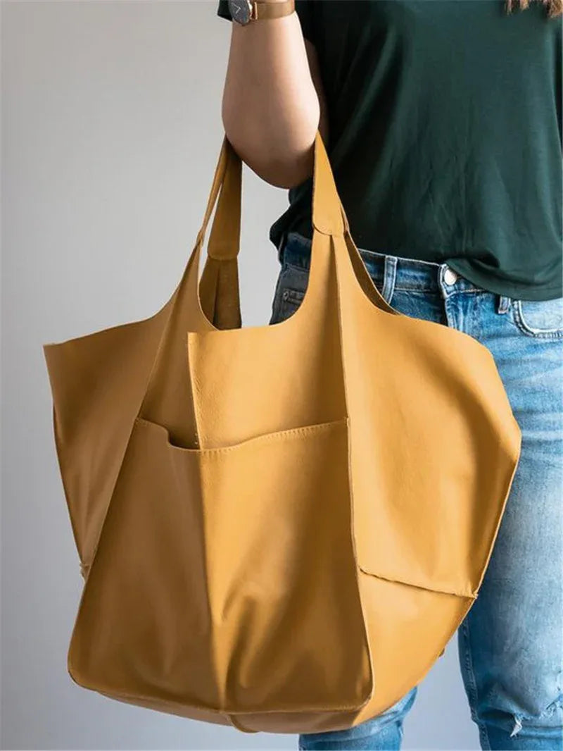 Simple Large Bag Soft Leather Large Capacity One-shoulder Portable Tote Bag - DanaFashionstore