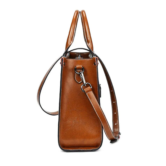 Oil wax stitching leather handbag - DanaFashionstore
