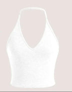 SHEIN EZwear Summer Solid Crop Halter Top - DanaFashionstore