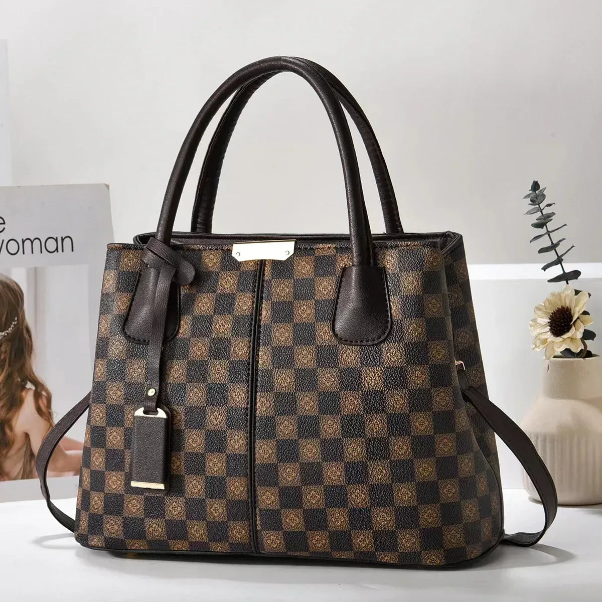 New Printed Tote Portable Shoulder Crossbody Women's Bag Middle-aged Lady Mother High Sense - DanaFashionstore