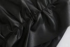 Women's Ruffle Trim Artificial Hip Leather Skirt - DanaFashionstore
