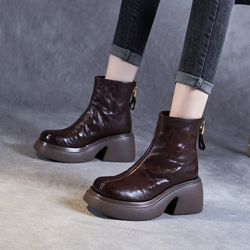 Autumn And Winter New Thick Bottom Chunky Heel Women's Ankle Boots - DanaFashionstore
