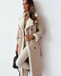 Winter Jacket With Belt Fashion Double Breasted Lapel Windbreaker Women's Long Trench Coat Mid-length Overcoat Clothing - DanaFashionstore