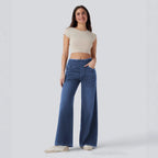 High-waisted Loose-fitting Zip-fly Wide-leg Womens Jeans
